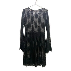 Forever 21 Black Long Sleeve Lace Pullover Dress Size 0X
